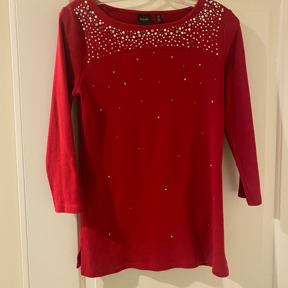 Red Embellished Women's Top.